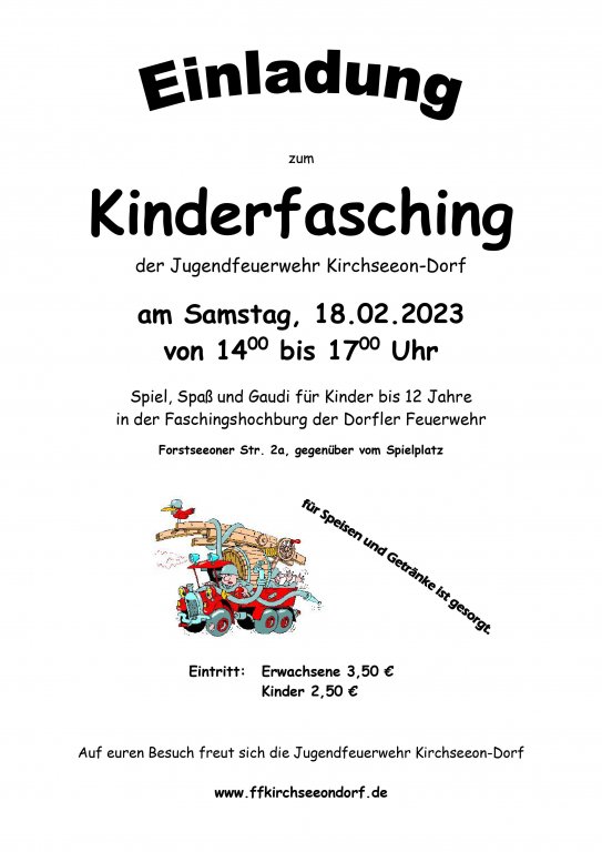 Plakat Kinderfasching Kirchseeon Dorf