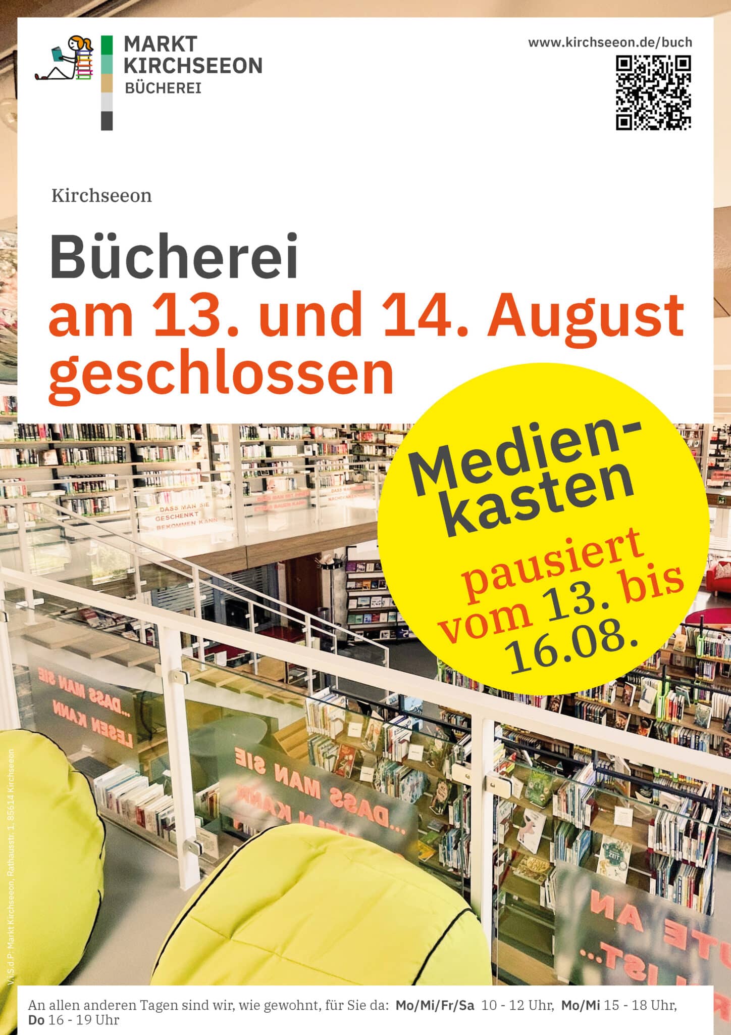 Bücherei am 13. und 14. August geschlossen